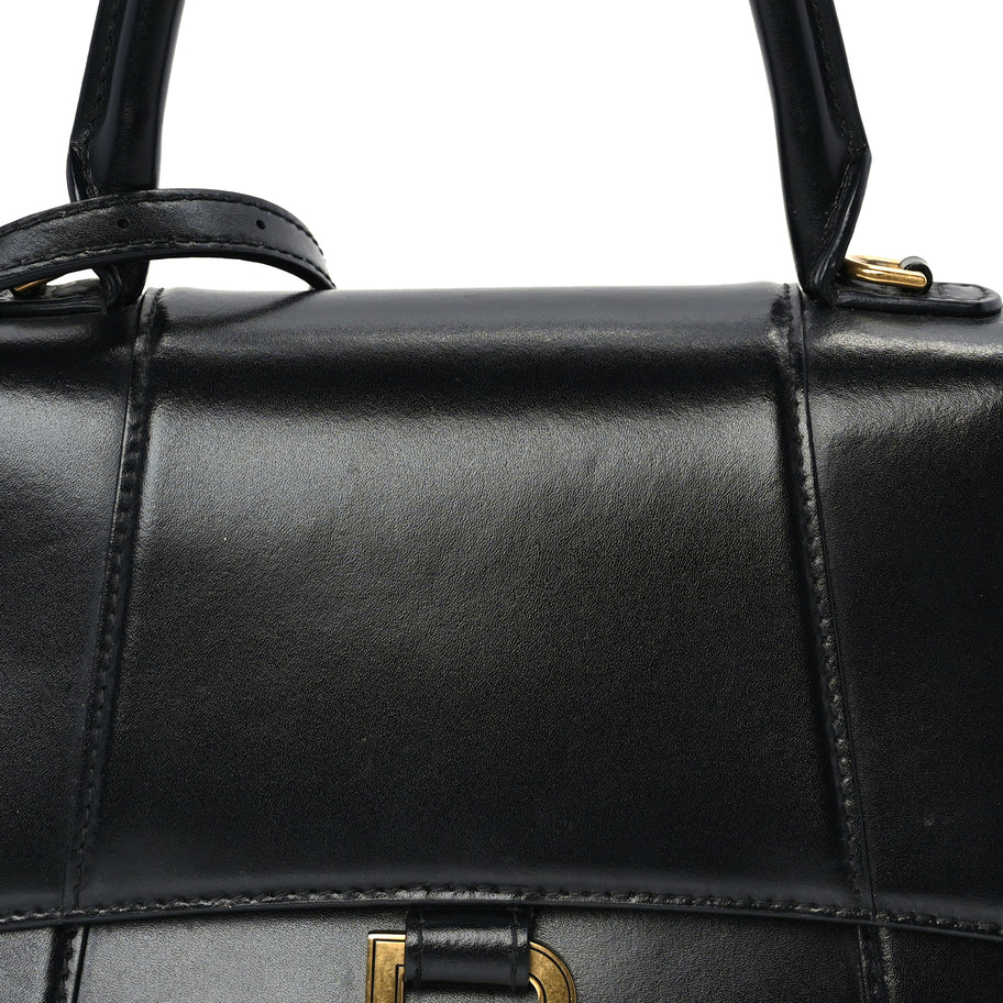 Balenciaga Shiny Box Calfskin Small Hourglass Top Handle Bag  Black Image 6