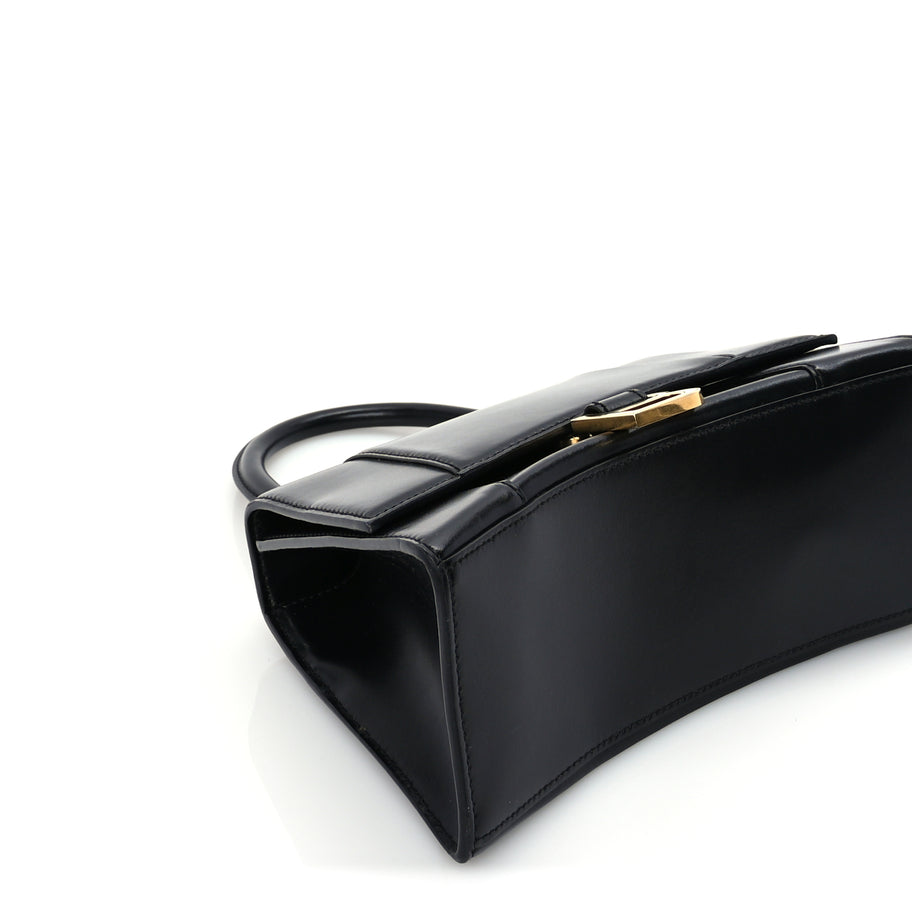 Balenciaga Shiny Box Calfskin Small Hourglass Top Handle Bag  Black Image 7