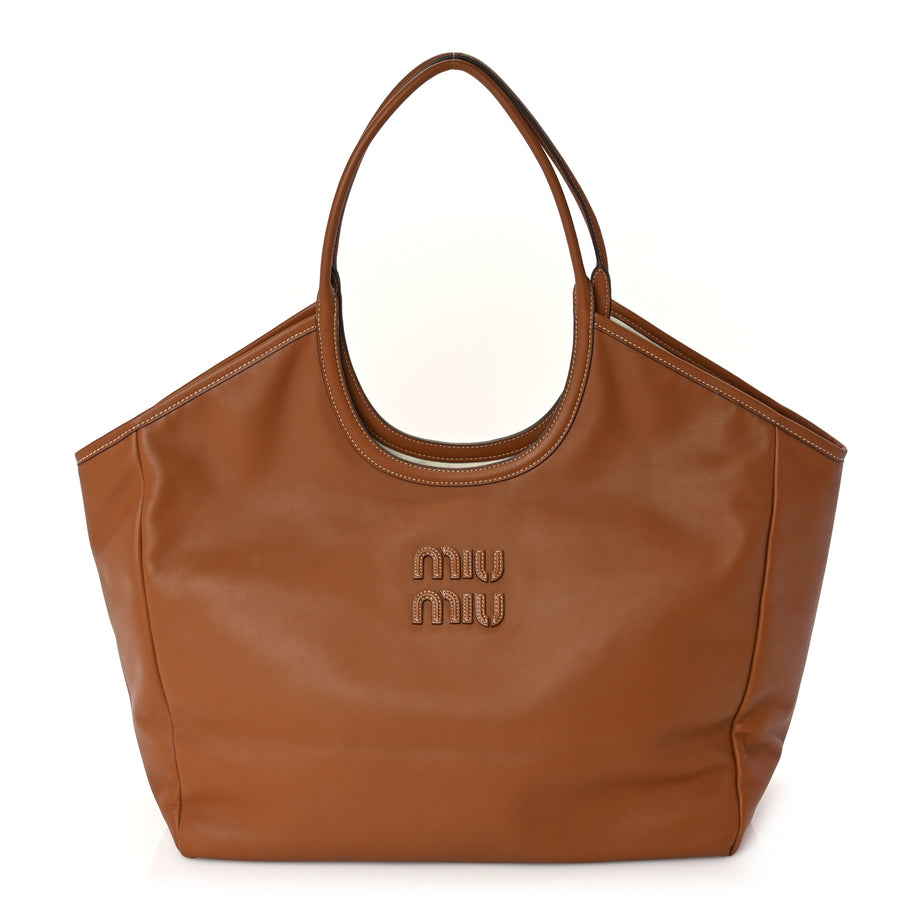 Miu Miu Nappa Large Ivy Tote Bag Cognac Image 1
