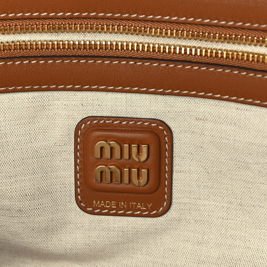 Miu Miu Nappa Large Ivy Tote Bag Cognac Image 5