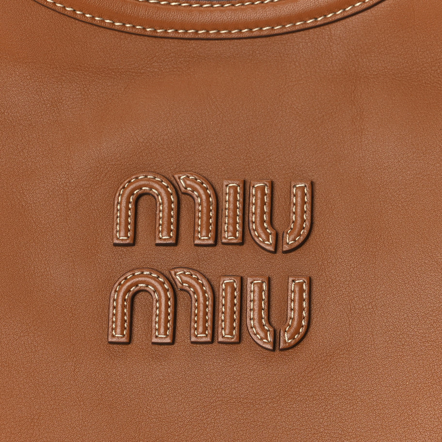 Miu Miu Nappa Large Ivy Tote Bag Cognac Image 6