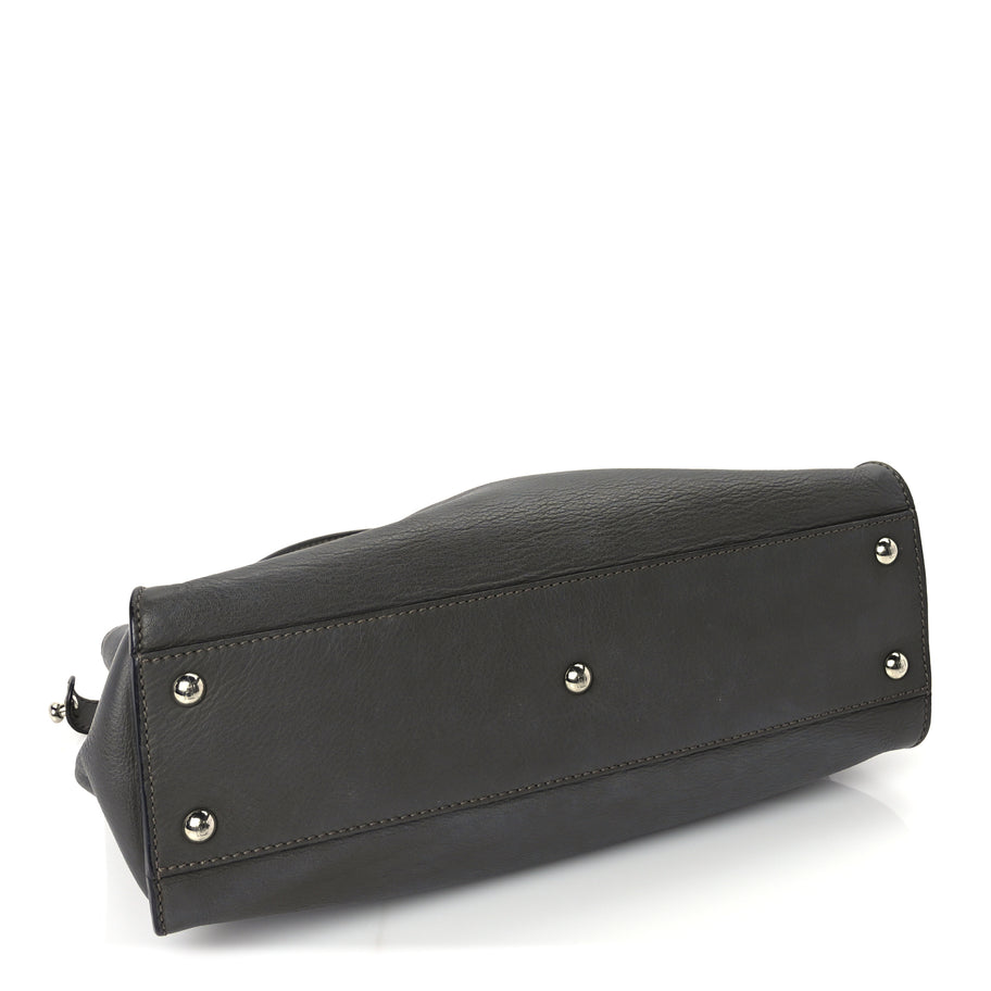 Fendi Vitello Seta Shiny Nappa Medium Peekaboo Iconic Satchel  Carbone Grigio Polvere Image 3