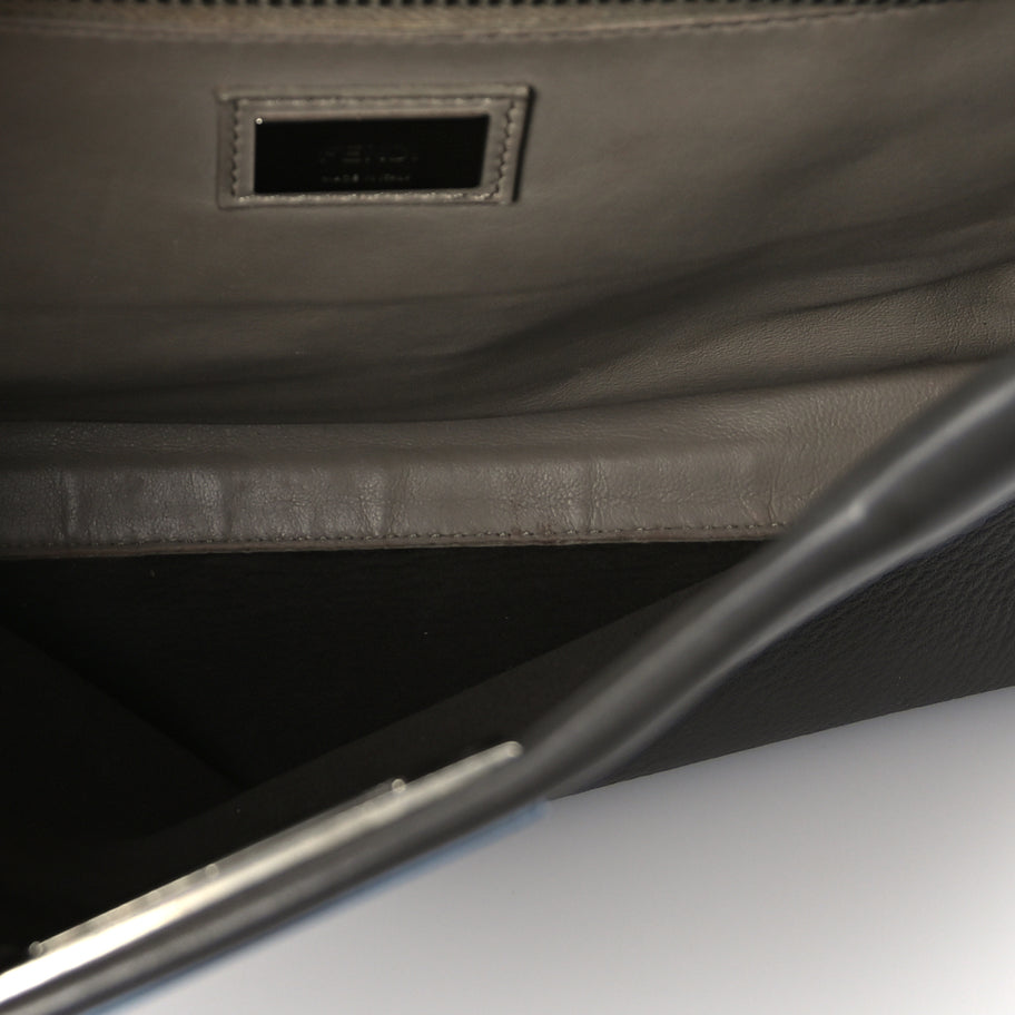 Fendi Vitello Seta Shiny Nappa Medium Peekaboo Iconic Satchel  Carbone Grigio Polvere Image 4