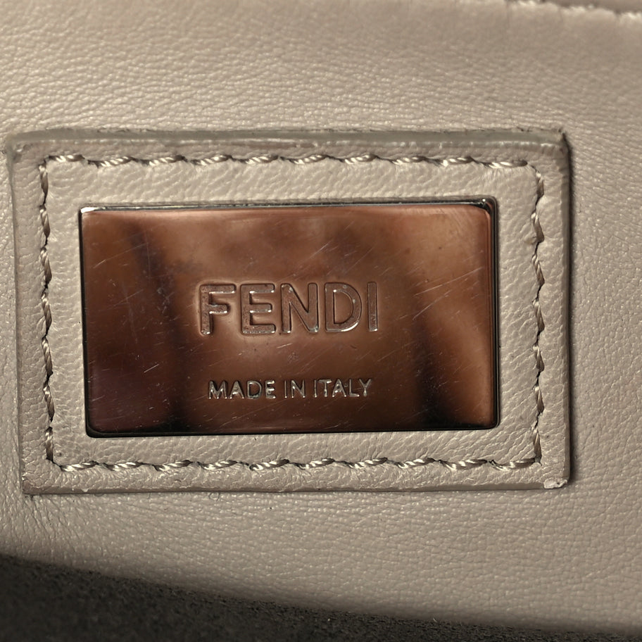 Fendi Vitello Seta Shiny Nappa Medium Peekaboo Iconic Satchel  Carbone Grigio Polvere Image 5