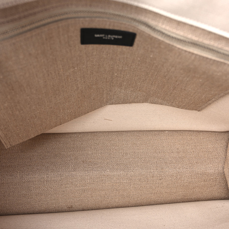 Saint Laurent Linen Calfskin Rive Gauche Tote Optic White Image 4