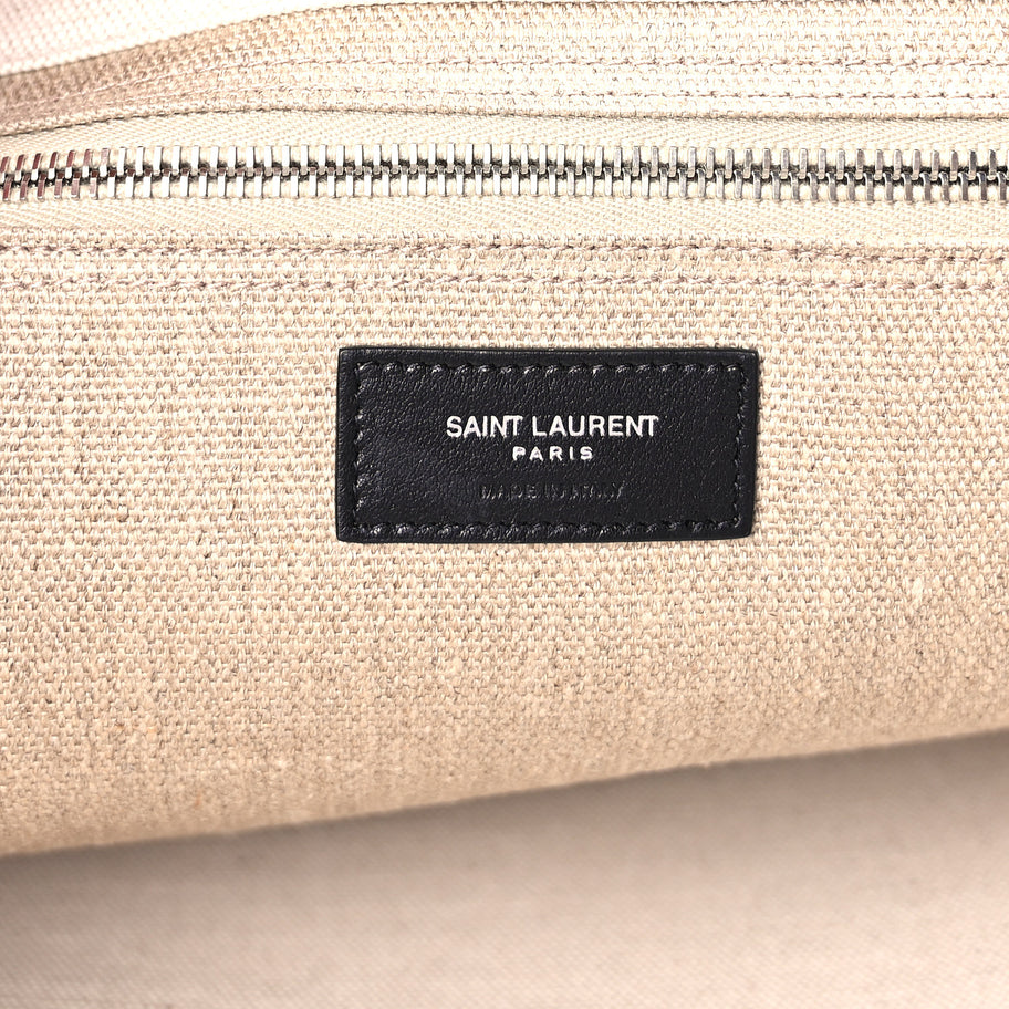 Saint Laurent Linen Calfskin Rive Gauche Tote Optic White Image 5