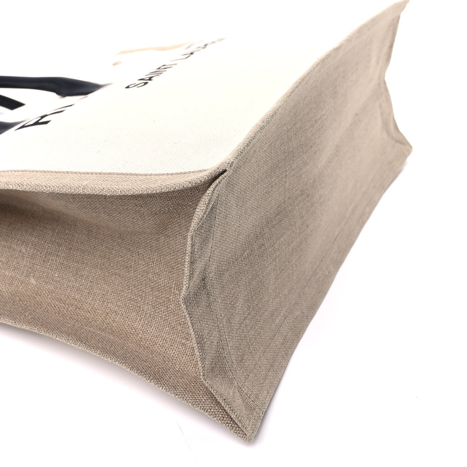 Saint Laurent Linen Calfskin Rive Gauche Tote Optic White Image 7