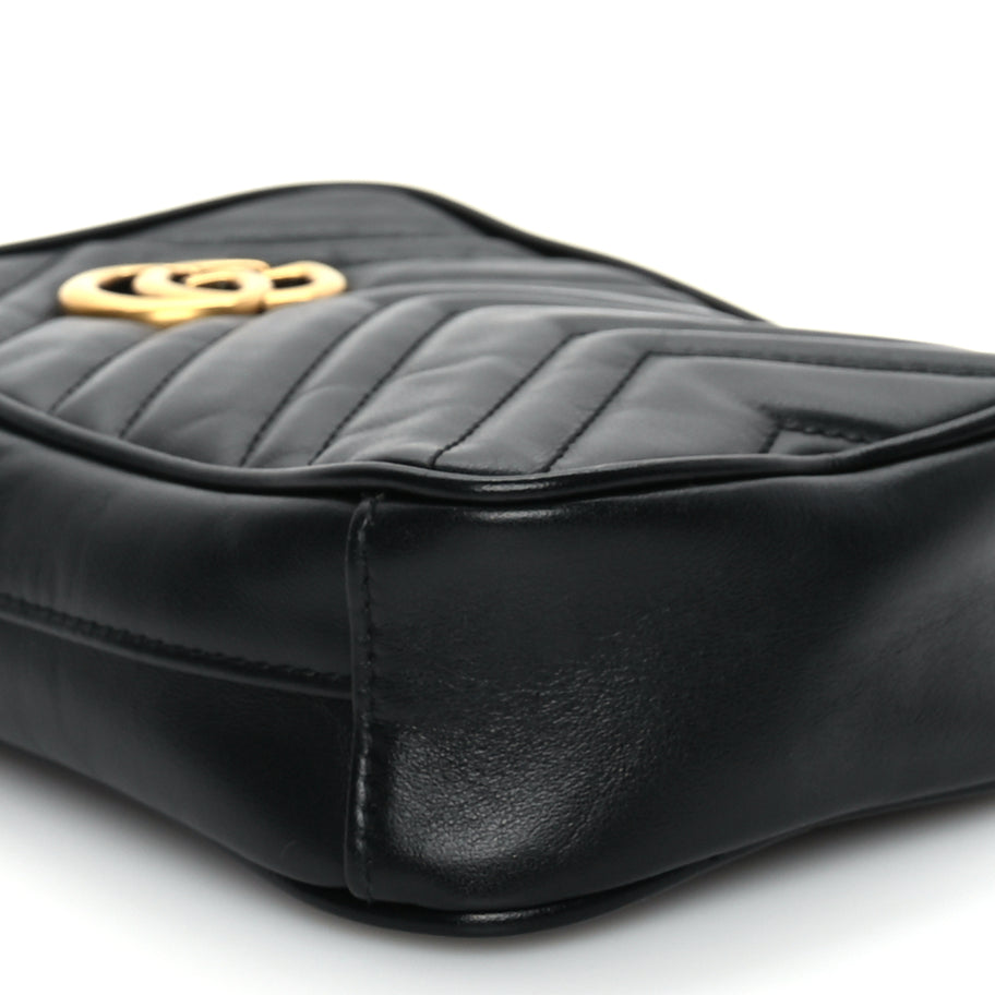 Gucci Calfskin Matelasse Mini GG Marmont Crossbody Bag Black Image 7