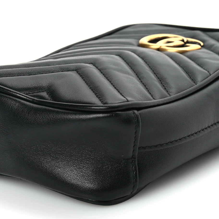 Gucci Calfskin Matelasse Mini GG Marmont Crossbody Bag Black Image 8