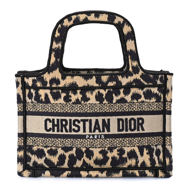 Christian Dior Canvas Mizza Embroidered Mini Leopard Book Tote