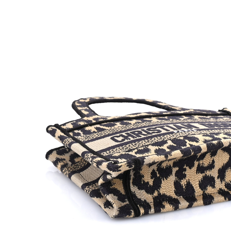 Christian Dior Canvas Mizza Embroidered Mini Leopard Book Tote