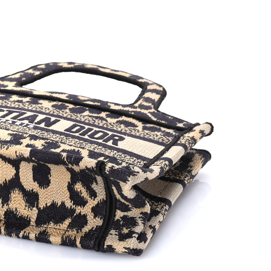 Christian Dior Canvas Mizza Embroidered Mini Leopard Book Tote
