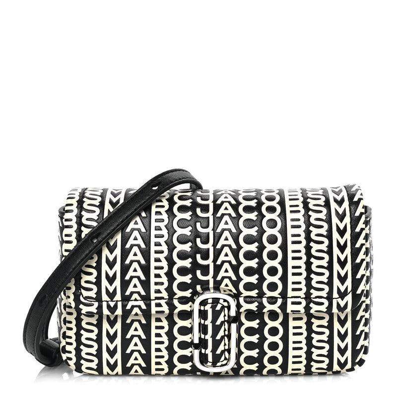  Marc Jacobs Calfskin The Monogram J Marc Shoulder Bag Black White