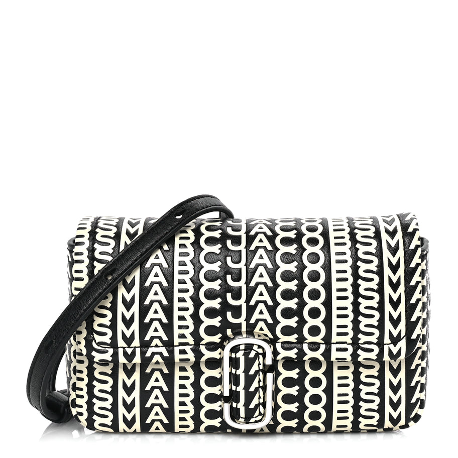 Marc Jacobs Calfskin The Monogram J Marc Shoulder Bag Black White Image 1