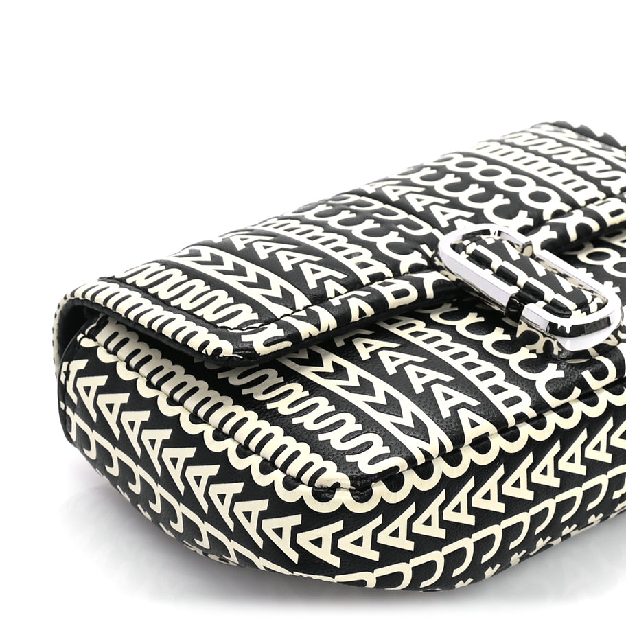 Marc Jacobs Calfskin The Monogram J Marc Shoulder Bag Black White Image 7