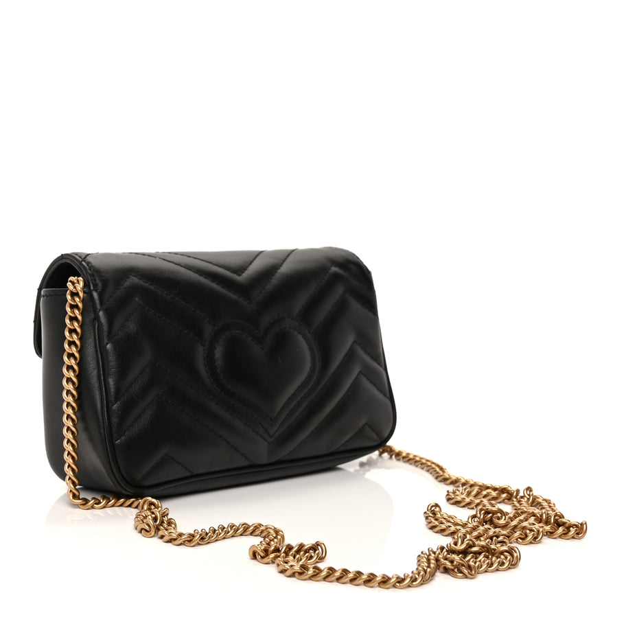 Gucci Calfskin Matelasse Super Mini GG Marmont Shoulder Bag  Black Image 2