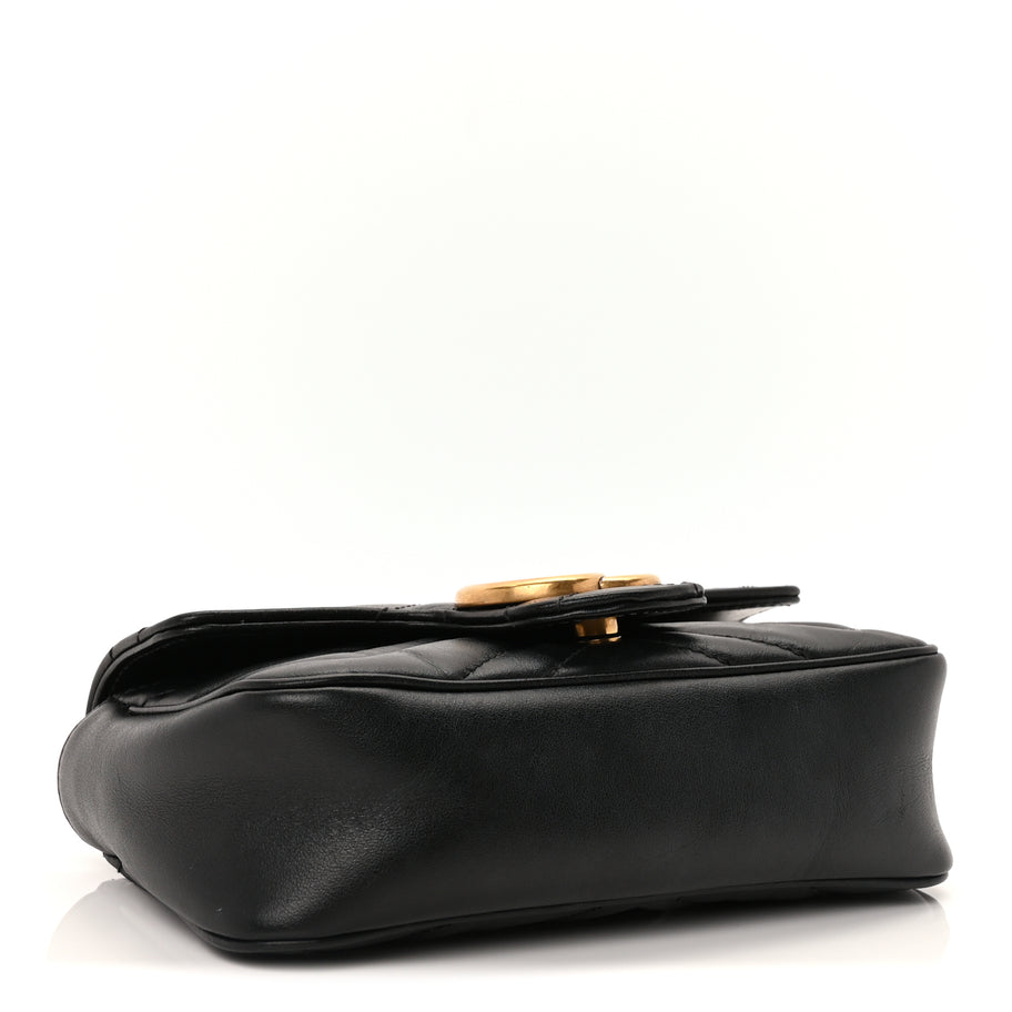 Gucci Calfskin Matelasse Super Mini GG Marmont Shoulder Bag  Black Image 3