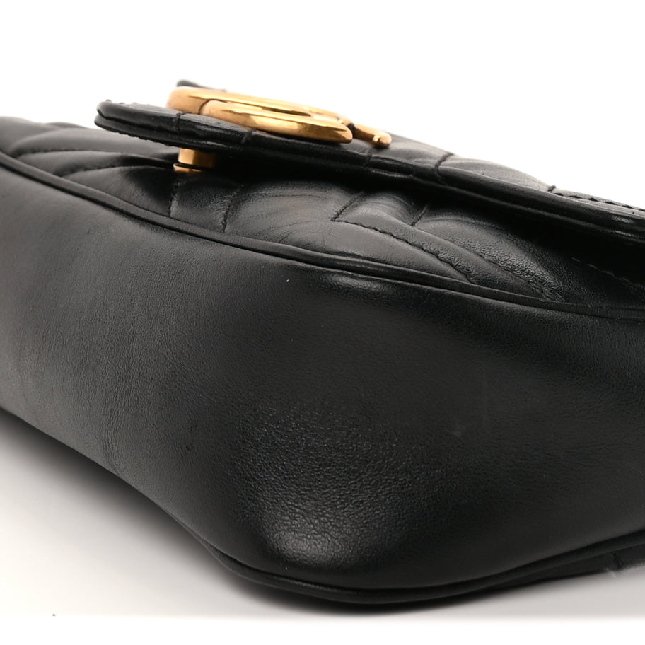Gucci Calfskin Matelasse Super Mini GG Marmont Shoulder Bag  Black Image 7