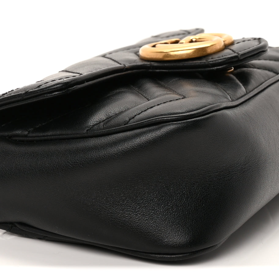 Gucci Calfskin Matelasse Super Mini GG Marmont Shoulder Bag  Black Image 8