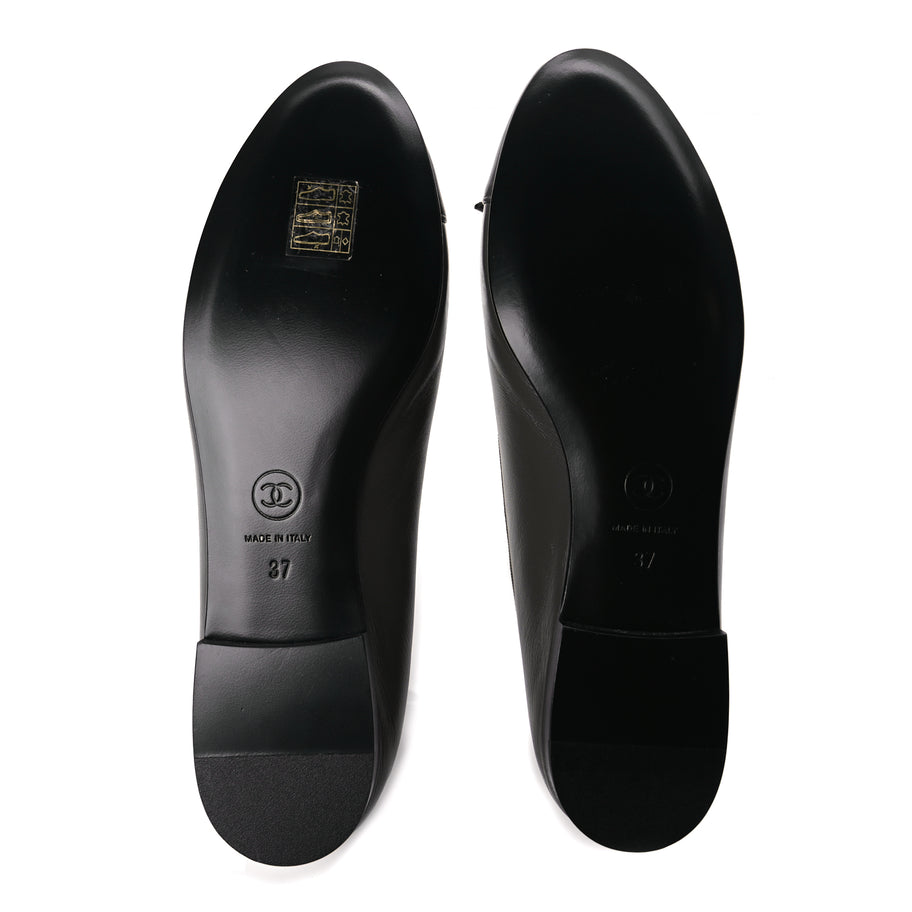 Chanel Lambskin Cap Toe CC Ballerina Flats 37 Dark Grey Image 8