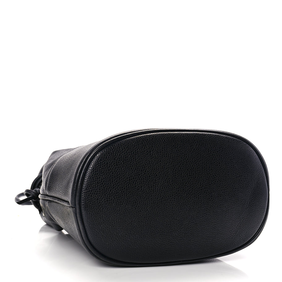 Chanel Caviar CC Drawstring Shoulder Bag Black Image 4