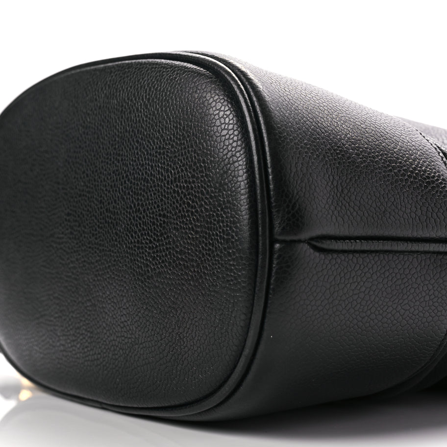 Chanel Caviar CC Drawstring Shoulder Bag Black Image 10