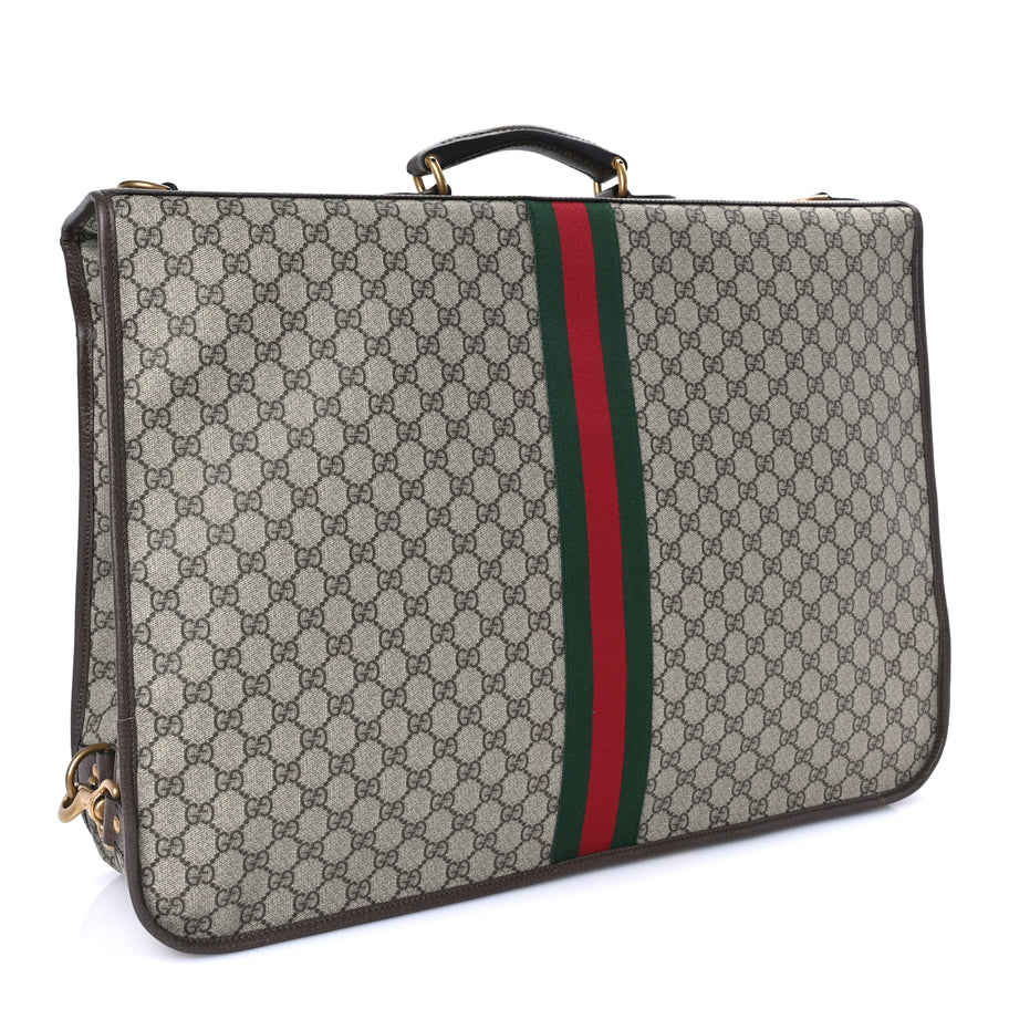 Gucci GG Supreme Monogram Textured Dollar Calfskin Web Ophidia Savoy Garment Bag Beige Ebony New Acero Image 2