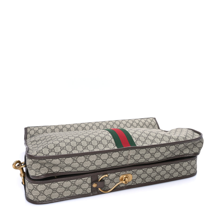 Gucci GG Supreme Monogram Textured Dollar Calfskin Web Ophidia Savoy Garment Bag Beige Ebony New Acero Image 3