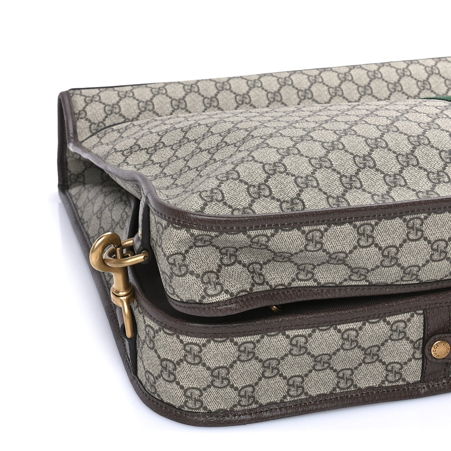 Gucci GG Supreme Monogram Textured Dollar Calfskin Web Ophidia Savoy Garment Bag Beige Ebony New Acero Image 7