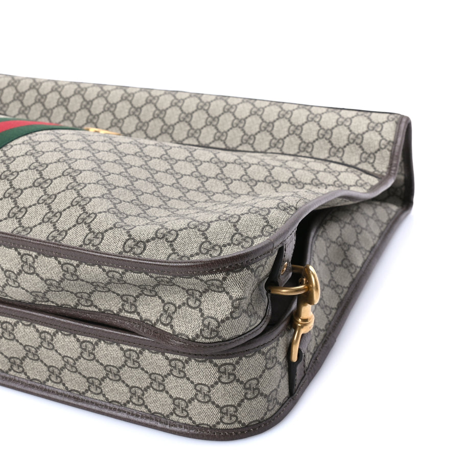Gucci GG Supreme Monogram Textured Dollar Calfskin Web Ophidia Savoy Garment Bag Beige Ebony New Acero Image 8