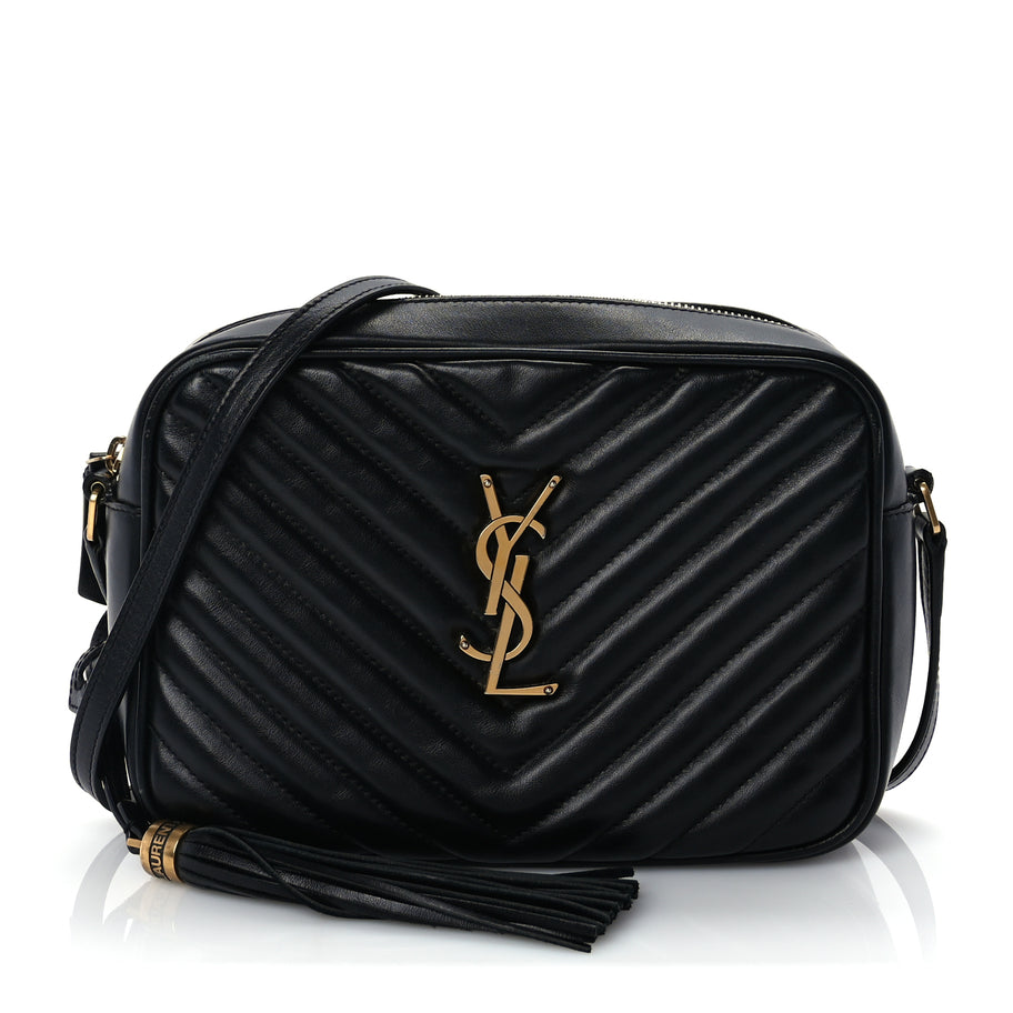 Saint Laurent Calfskin Matelasse Monogram Lou Camera Bag  Black Image 1