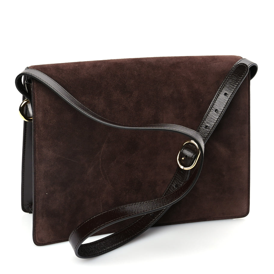 Gucci Suede Medium Torchon GG Ring Shoulder Bag  Reflex Brown Image 2