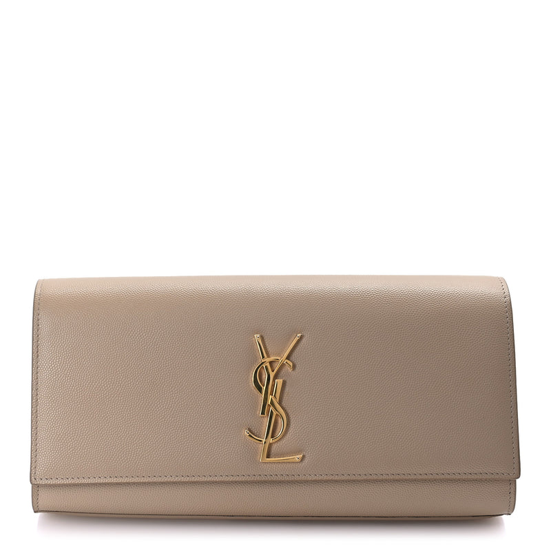  Saint Laurent Grain De Poudre Classic Kate Clutch  Dark Beige