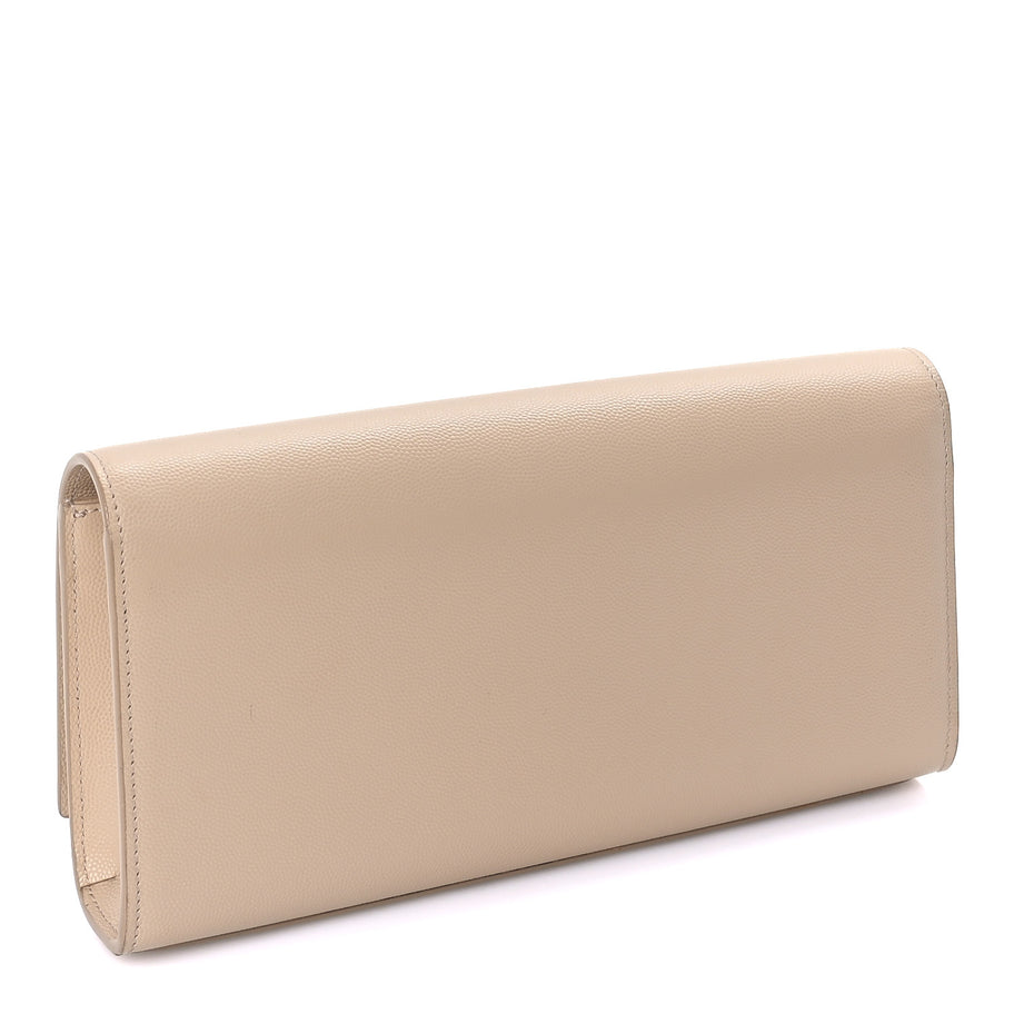 Saint Laurent Grain De Poudre Classic Kate Clutch  Dark Beige Image 4