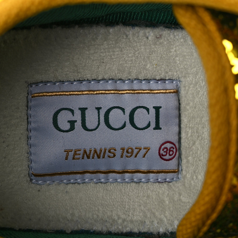 Gucci Sequin Web Matelasse Womens 1977 Tennis Sneakers 36 Gold Yellow Image 7