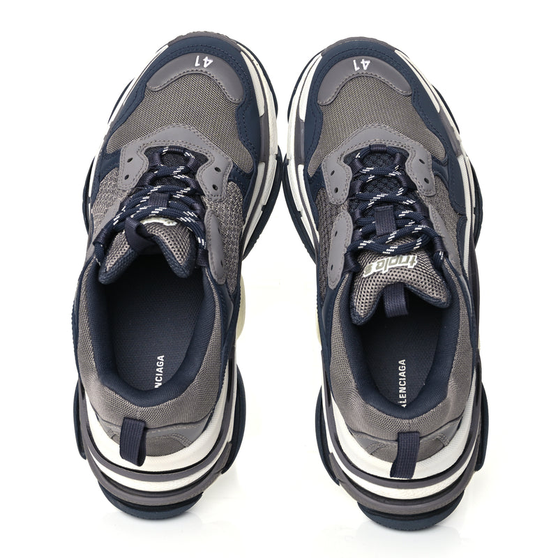  Balenciaga Fabric Mesh Mens Triple S Sneakers 41 Dark Grey Navy