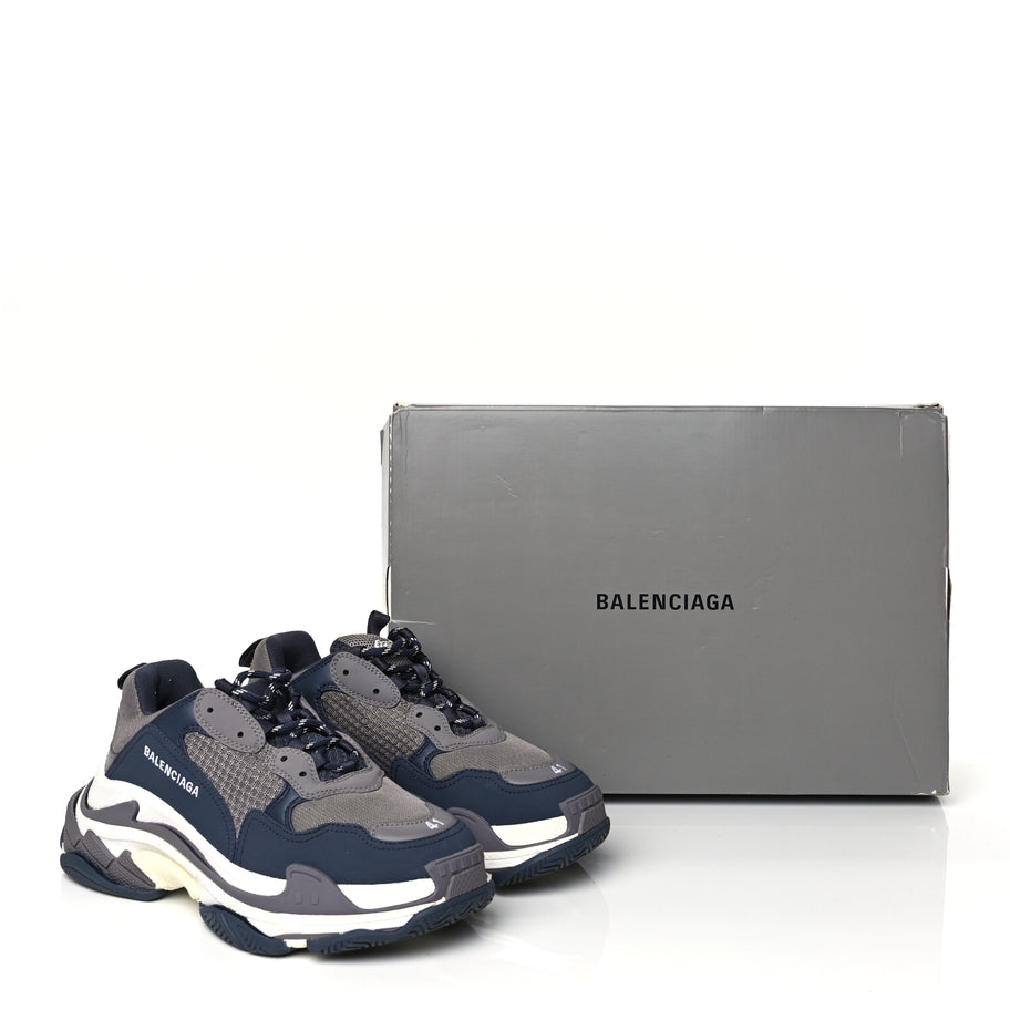 Balenciaga Fabric Mesh Mens Triple S Sneakers 41 Dark Grey Navy Image 9