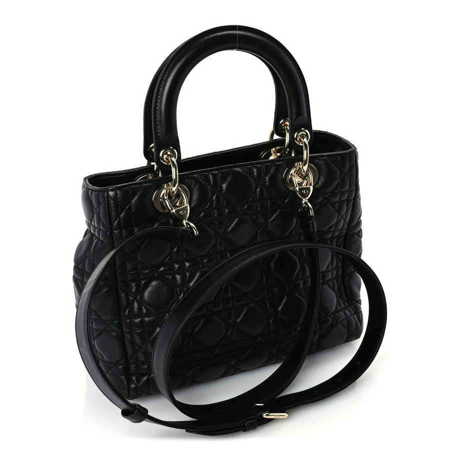 Christian Dior Lambskin Cannage Medium Lady Dior Black Image 2