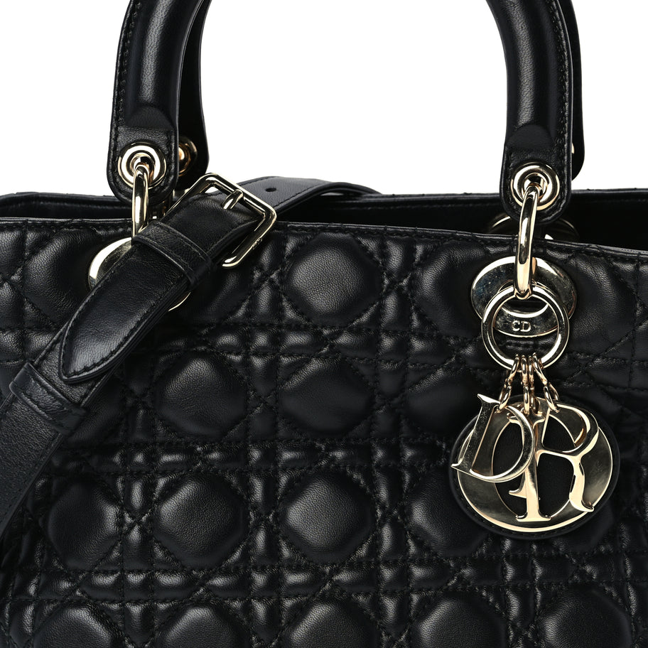 Christian Dior Lambskin Cannage Medium Lady Dior Black Image 6