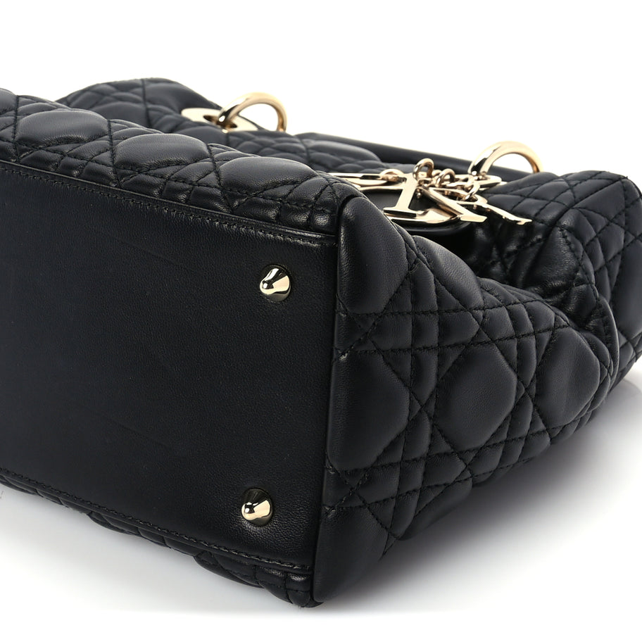 Christian Dior Lambskin Cannage Medium Lady Dior Black Image 8