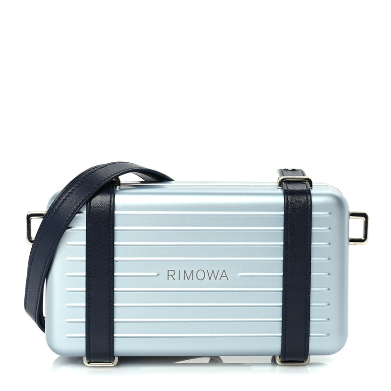  Christian Dior X RIMOWA Aluminum Personal Clutch On Strap  Bleu