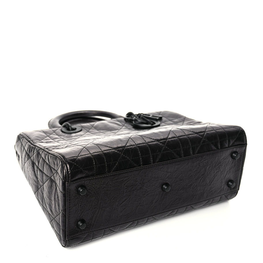 Christian Dior Crinkled Calfskin Macrocannage Medium My ABCDior Lady D-Sire Black Image 3