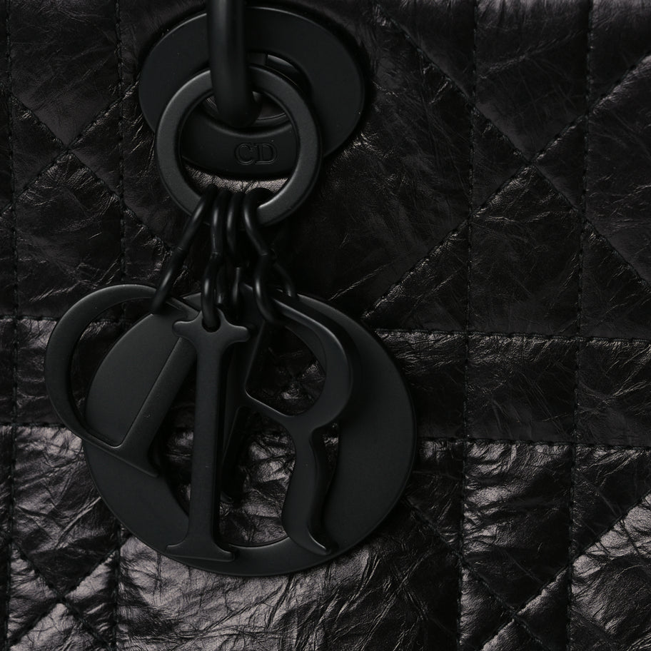 Christian Dior Crinkled Calfskin Macrocannage Medium My ABCDior Lady D-Sire Black Image 7