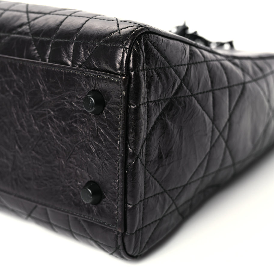 Christian Dior Crinkled Calfskin Macrocannage Medium My ABCDior Lady D-Sire Black Image 9