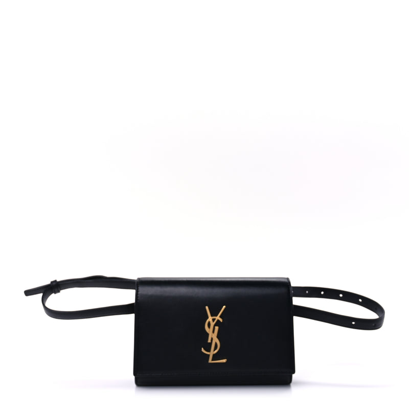  Saint Laurent Smooth Calfskin Monogram Kate Belt Bag  Black