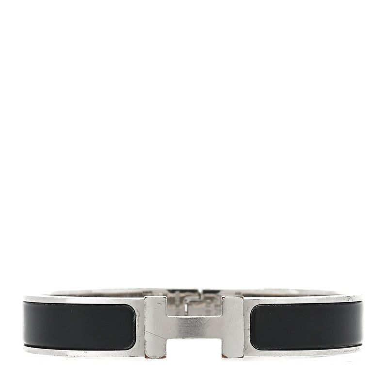  Hermes Matte Enamel Narrow Clic Clac HH Bracelet T6  Black