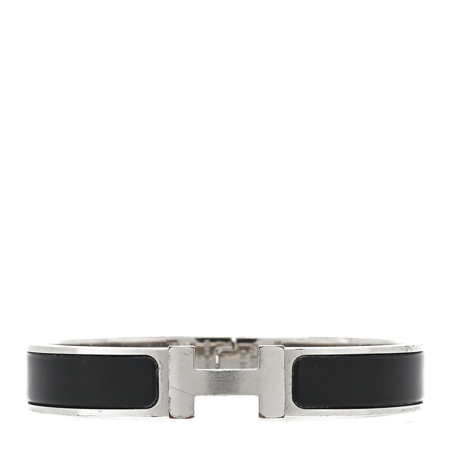 Hermes Matte Enamel Narrow Clic Clac HH Bracelet T6  Black Image 1