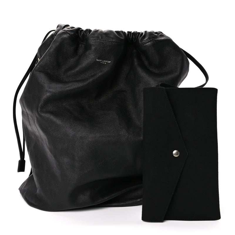  Saint Laurent Smooth Calfskin Teddy Drawstring Bag Black