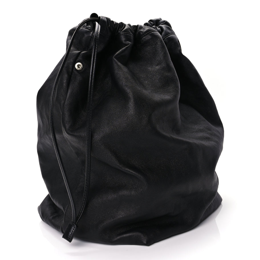 Saint Laurent Smooth Calfskin Teddy Drawstring Bag Black Image 3