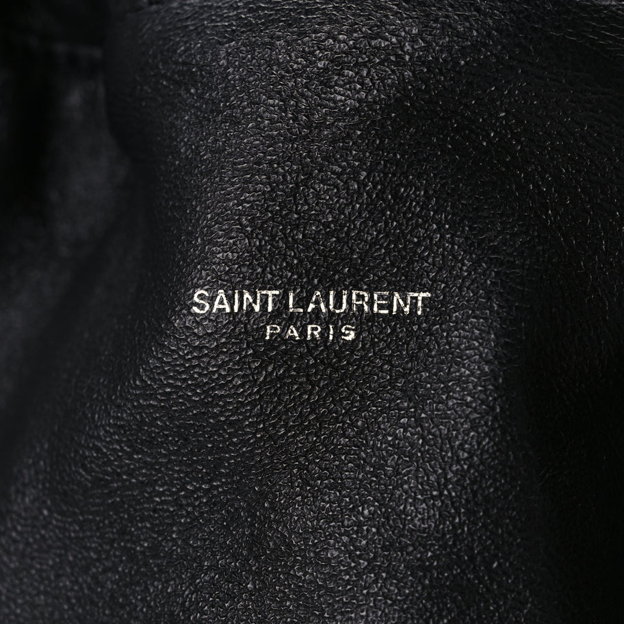 Saint Laurent Smooth Calfskin Teddy Drawstring Bag Black Image 6
